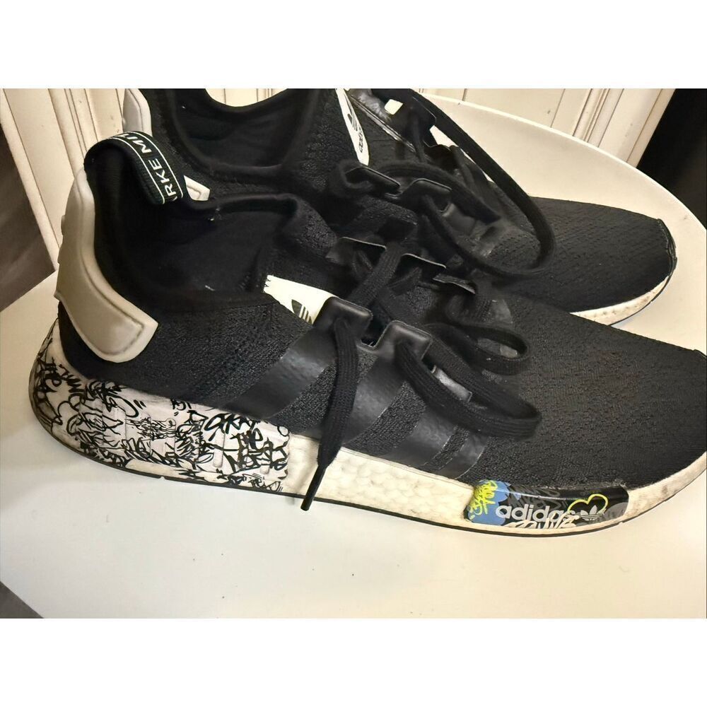 Adidas Men's NMD R1 Graffiti Lace Up Athletic Sneaker Shoes Black Size 13
